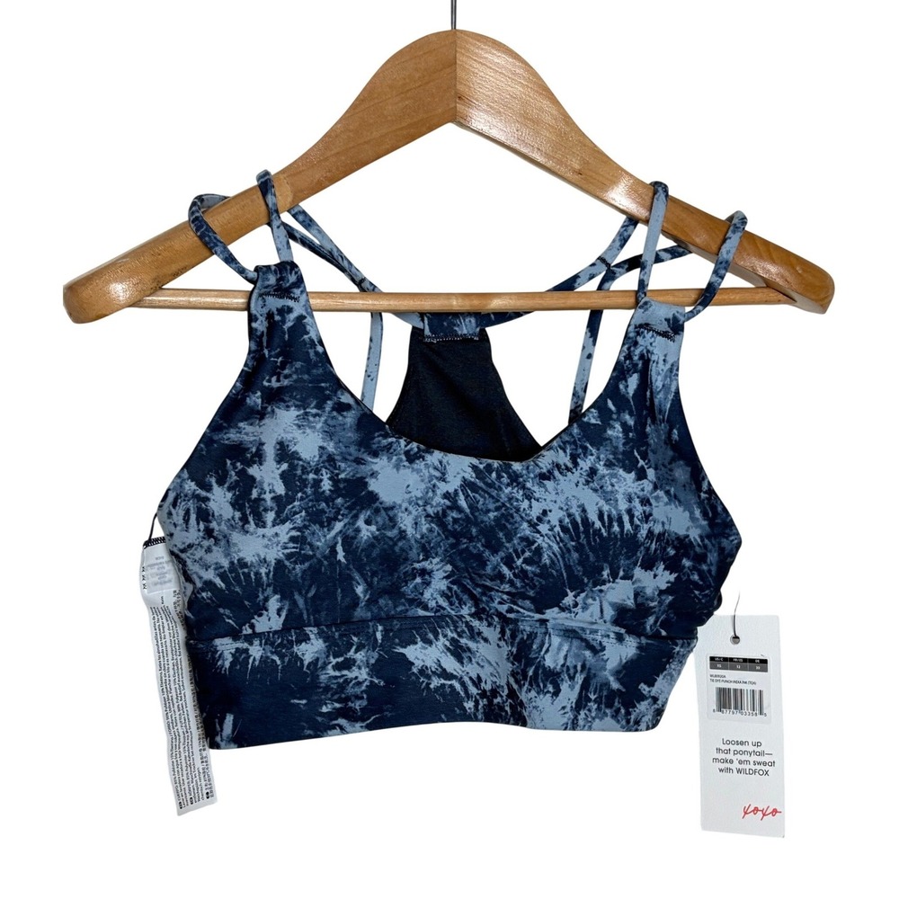 Wildfox Sweat Women Blue Tie Dye Strappy Racerback Sports Bra XS